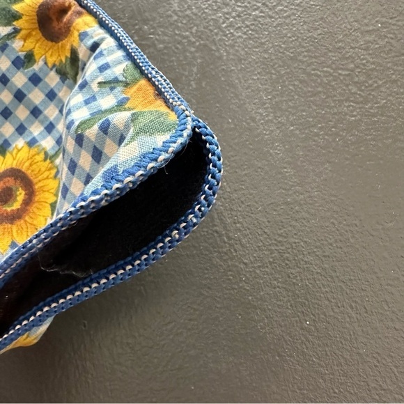 Fabric Glasses Sunflower Gingham Blue Checkered Eyeglass Case Reinforced Vintage - Picture 4 of 8
